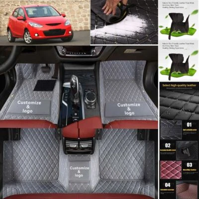 For Mazda2 Car Floor Mats Waterproof Auto Custom Liner Carpets PU Leather Foto 1 de 4