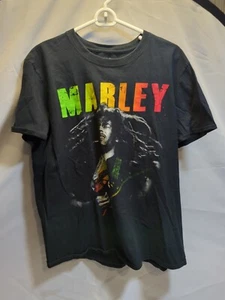 Bob Marley Zion Rootswear T Shirt LBlack Distressed Short Sleeve - Picture 1 of 5