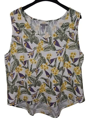 Camiseta sin mangas Falls Creek beige y floral para mujer talla 2X Foto 1 de 4