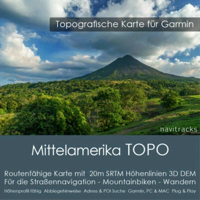 Mittelamerika Garmin Topo GPS Karte 8GB microSD Garmin Navi, PC & MAC - Bild 1 von 4