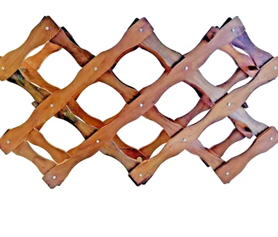 WINE RACK MCM Wood Accordion Collapsible 8-10 Bottle Sturdy Vintage - Image 1 of 4