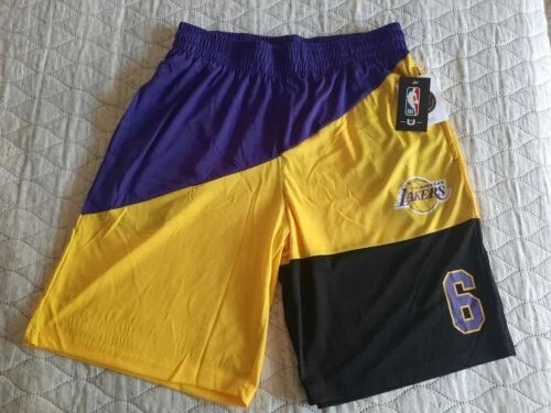 NBA Basketball Shorts Los Angeles Lakers Men's Size Large Lebron James #6 FLAW