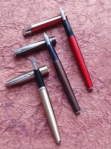 +++ Offer: Lot of 3 INOXCROM FOUNTAIN PENS SPAIN different models, two Branded - Picture 1 of 16