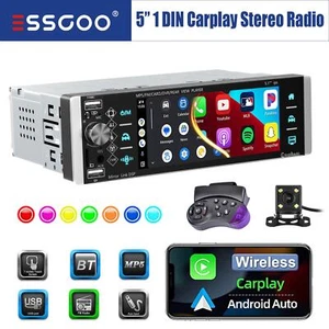 Autoradio 1 DIN mit Kabelloses Apple Carplay IPS Touch Screen Bluetooth + Kamera - Bild 1 von 15