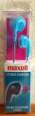 Fones de ouvido Maxell micro estéreo com fio azul modelo EB-95 peça azul # 190597 NOVO GRÁTIS SH - Imagem 1 de 4