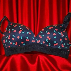 PINK Victoria's Secret Wear Everywhere BH Kirschmuster schwarz Größe 34B - Bild 1 von 3