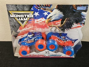 Monster Jam Stars An Stripes El Toro Loco and Megalodon Walmart Exclusive New - Picture 1 of 5