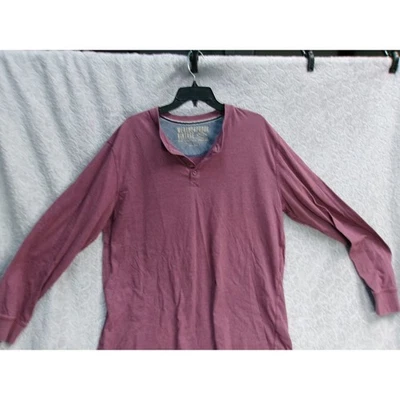 Camisa Henley vintage resistente a la intemperie manga larga borgoña brezo para hombre 2XL Foto 1 de 4