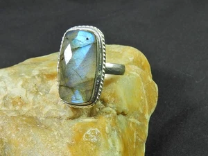 Natural Labradorite 925 Sterling Silver Octagon Handmade Vintage Ring US-7.5 r60 - Bild 1 von 10