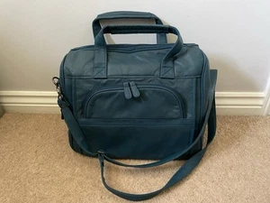 Tommy & Kate Teal/Blue Leather Travel/Cabin Bag With Shoulder Strap - Picture 1 of 13