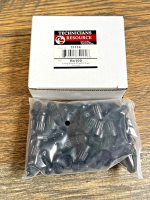 New (100) Long Plastic Black Sealing Tire Cap for TPMS Valve Stem TI114 - Image 1 of 4