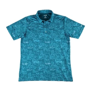 Bogey Bros Performance Golf Polo Herren LG Aqua Blau AOP 4-Wege Stretch Shirt - Bild 1 von 10