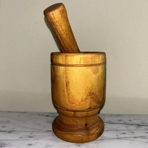 Old Wooden Mortar Pestle 5” Tall - Picture 1 of 9
