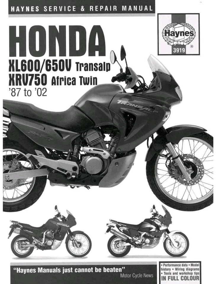 MANUEL ATELIER REVUE RÉPARATION PDF HONDA XL600 XL650V TRANSALP XRV750 1987-2002 - Photo 1/1