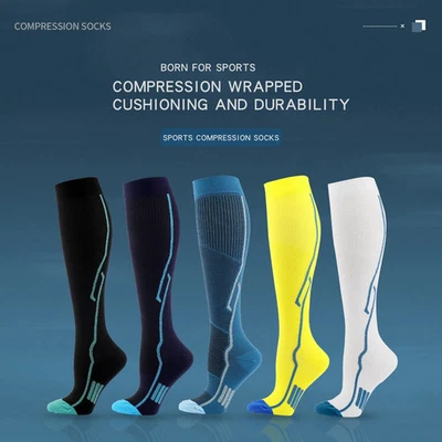 Men Compression Crew Cotton Breathable Outdoor Running Cycling Sports Socks - Image 1 of 4