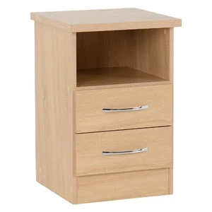 Nevada Sonoma Oak 2 Drawer Bedside Table Cabinet Nightstand Furniture Storage - Picture 1 of 9