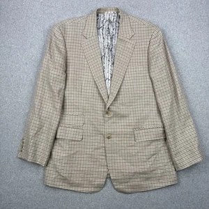 Loro Piana Blazer Mens 46L Beige Gingham Linen Silk Sports Coat Made In Italy - Picture 1 of 14