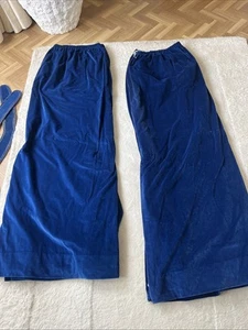 VINTAGE BLUE VELVET LINED CURTAINS 61 DROP BY 91” WIDTH + TIEBACKS - Picture 1 of 11