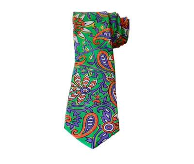 VTG Polo Ralph Lauren Italy Silk Paisley Floral Slim Necktie Boho Wedding Career - Image 1 of 4