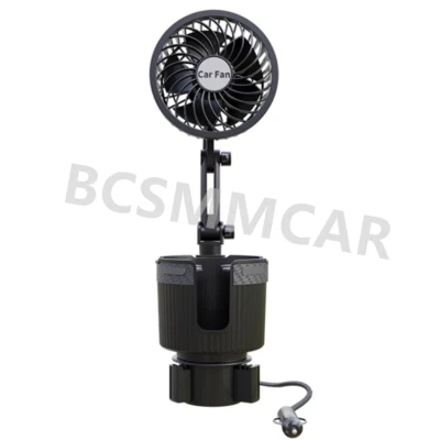 Car Cup Holder Expander Drink Water Bottle Stand Organizer W/360° Rotating Fan - Image 1 of 4