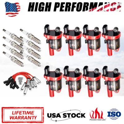 8Pack Ignition Coil+Spark Plug+Wire Set For Chevy Silverado 1500 GMC Tahoe UF742 - Image 1 of 4
