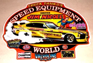 JIM NICOLL Chuck Tanko SPEED EQUIPMENT WORLD Funny Car NHRA RACING Sticker Decal - Picture 1 of 2