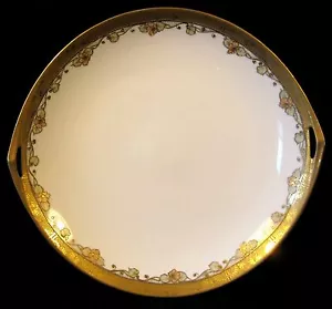 Antiker Nippon Morimura Zierteller appliziert verkrustet Gold vergoldet 1911-21 - Bild 1 von 12