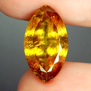 BEST 9.9ct Vivid Red Yellow Sphene Pleochroic Natural Mined Unheated Marquise - Picture 1 of 9