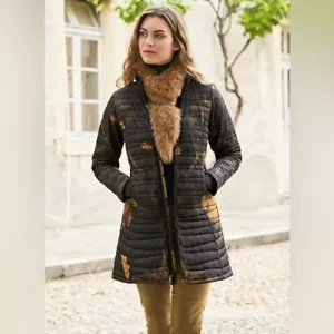 Cappotto trapuntato Peruvian Connection Hibiscus nero oro donna taglia 10 - Foto 1 di 10