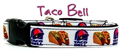 Taco Bell Dog collar handmade adjustable buckle 5/8" wide or leash small dog