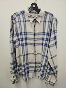 VTG Burberry Brit Linen Blend men's Long Sleeve Shirt size XL Nova Check button - Picture 1 of 8