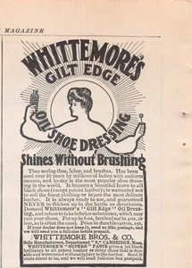 Whittemore Brothers & Company alter Schuh mit vergoldetem Rand Vintage Mag Print Ad - Bild 1 von 1