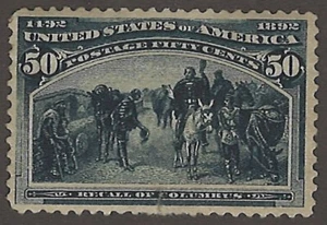 U.S. Scott # 240; 1893 50c sl bl Recall of Columbus - unbenutzt, gestört origina - Bild 1 von 3