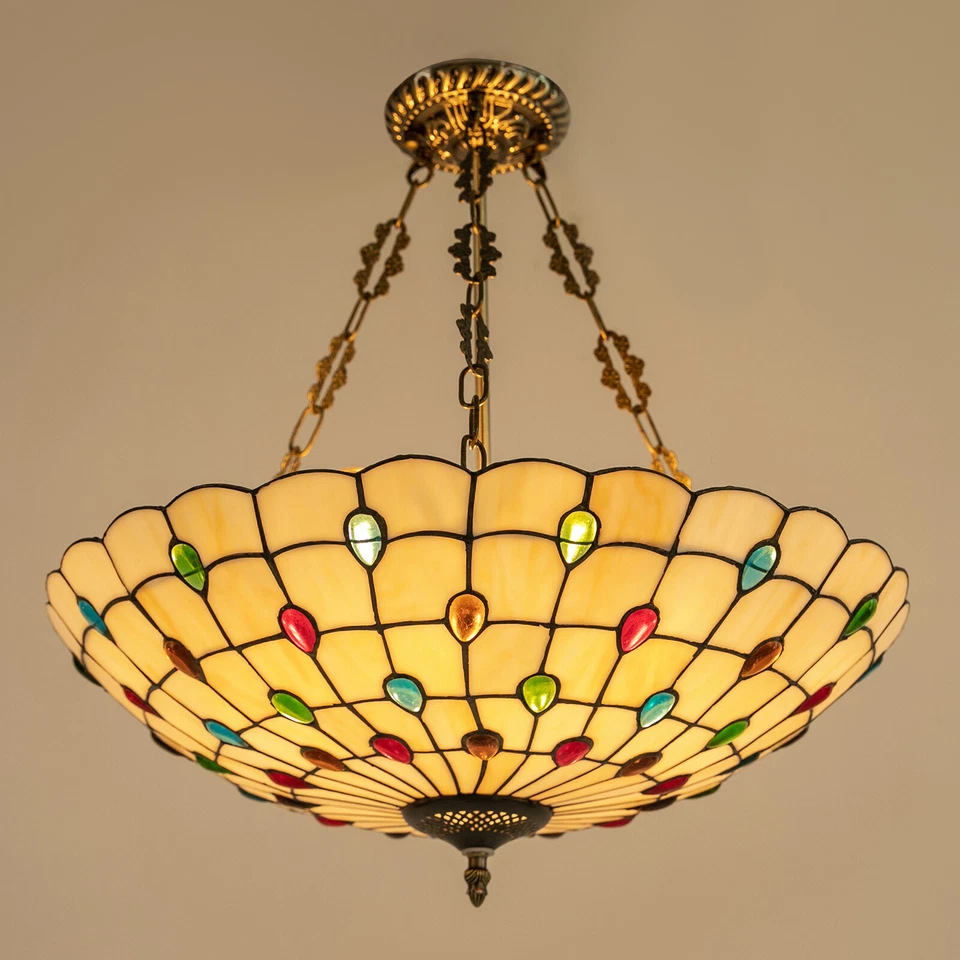 Lámpara colgante estilo Tiffany vitral lámpara de techo colgante accesorio Foto 1 de 4