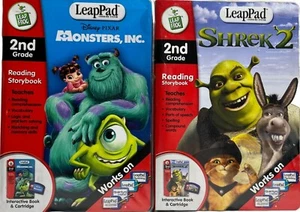 2 Lot Leap Frog Leap Pad Shrek 2 & Monsters Inc. 2nd Grade Interactive Reading - Picture 1 of 8