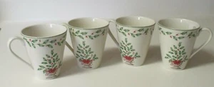 Lenox Holiday Holly Tree Set of 4 Mugs Unused New with Tags - Picture 1 of 4