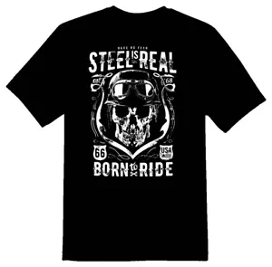 Steel Is Real 2 motorcycle skull black or white tee shirt - Picture 1 of 2
