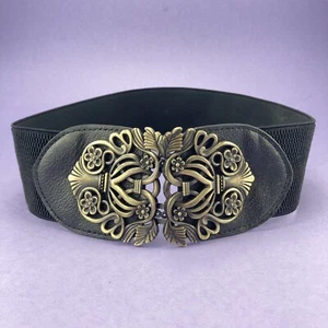 VTG Womens Small Fabric Waist Belt Brass Hook And Loop Closure y2k decorative - Picture 1 of 4