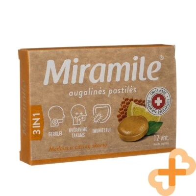 MIRAMILE Honey And Lemon Flavored 12 Lozenges Throat Immune System Organic - Image 1 of 4