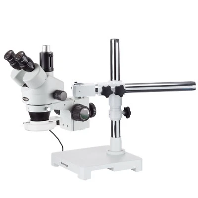 AmScope 3.5X-90X Boom Stand Trinocular Zoom Stereo Microscope + 54 LED Light - Image 1 of 4