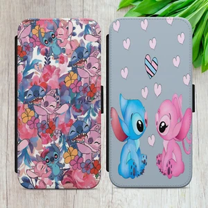 STITCH FLIP CASE FOR IPHONE SAMSUNG PIXEL WALLET PHONE COVER ANGEL LOVE GIFT - Picture 1 of 14