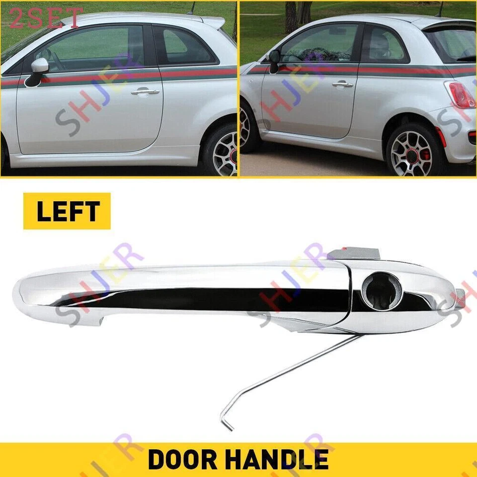 Ajuste para Fiat 500 2012-2017 conductor delantero exterior manija puerta coche cubierta lateral moldura Foto 1 de 4