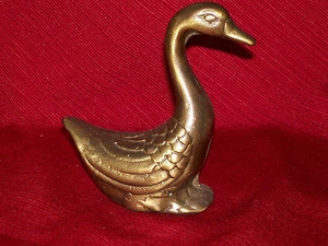 Vintage Brass Decor 4.5" SWAN Figurine Figure Patina - Picture 1 of 5