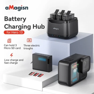aMagisn For GoPro13 Charging Dock Hero13 Battery Triple Charger Action Camera - Image 1 of 4
