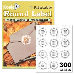 300 étiquettes circulaires imprimables imperméables imperméables Koala étiquette ronde 2 pouces pour laser jet d'encre - Photo 1/11