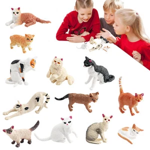 12Pcs Cat Craft Figure Miniature Mini Cat Figurines Kitty Mini Figures Toy Set - Picture 1 of 12