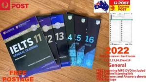 FREE EXPRESS AusPost Cambridge IELTS books 11,12,13,14,15,16 hard books with DVD - Picture 1 of 3