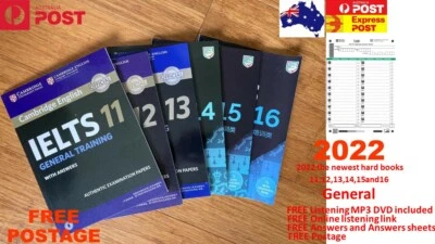 FREE EXPRESS AusPost Cambridge IELTS books 11,12,13,14,15,16 hard books with DVD - Image 1 of 3