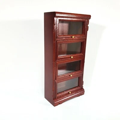 Dollhouse Barrister Bookcase Tall Lawyers 1:12 Scale Furniture Mahogany Finish - Image 1 of 4