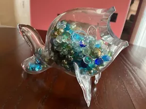VTG GENUINE Blenko Fish Art Glass Vase Bowl Hand Blown 12"L 9"T EXCELLENT COND - Picture 1 of 4